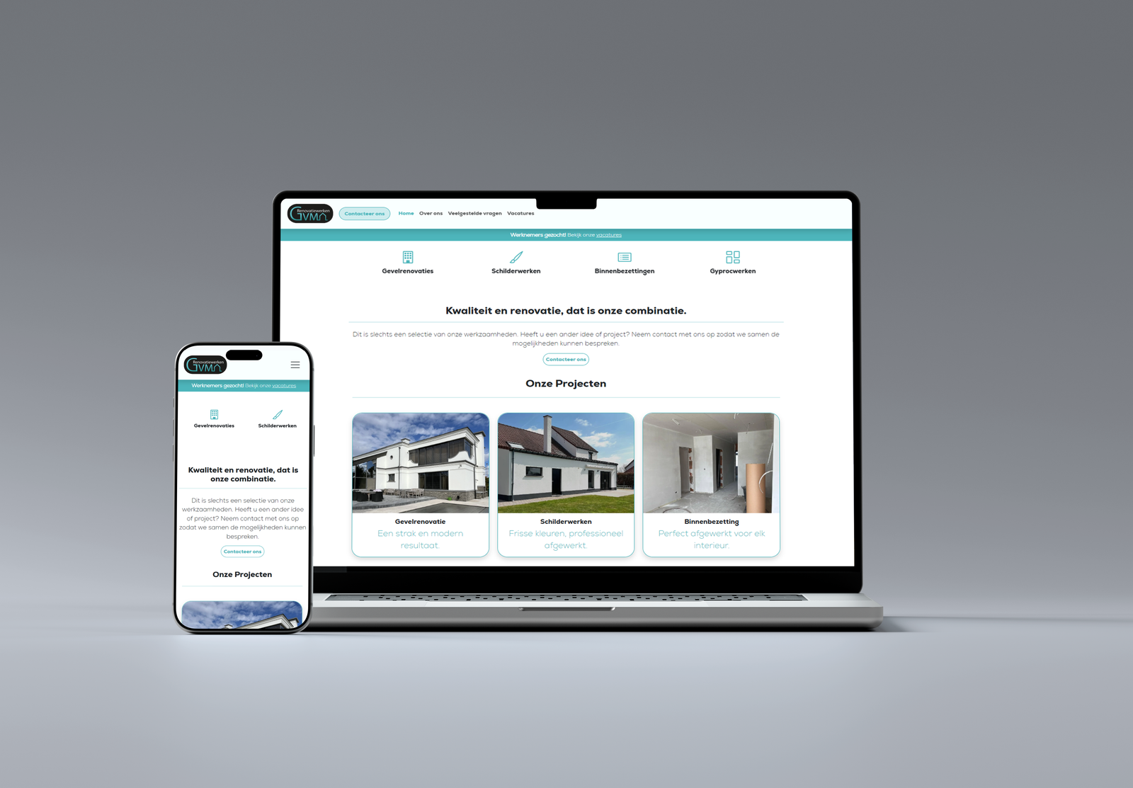 Website voor GVM Renovatiewerken (webdesign)