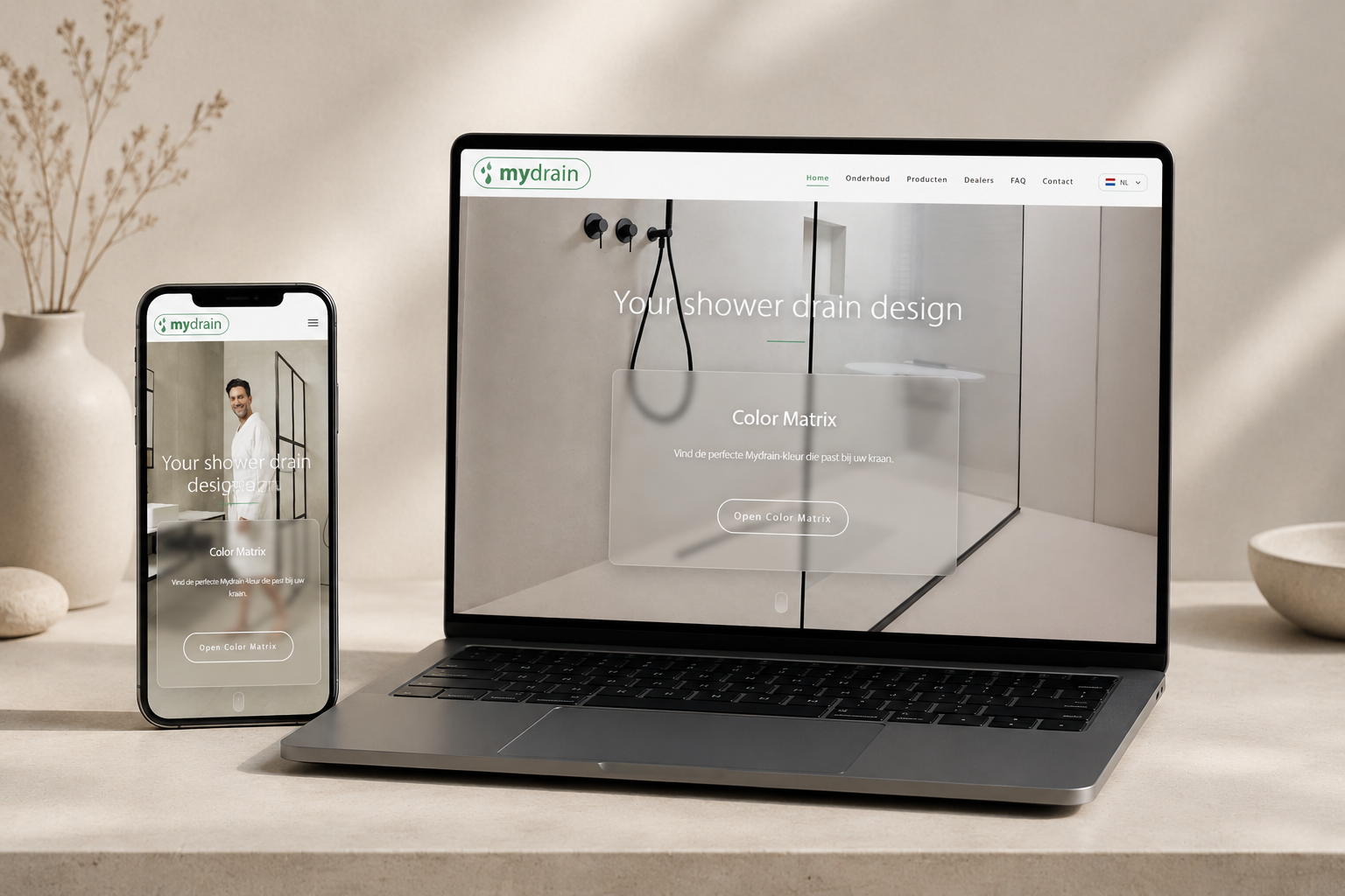 Website voor Mydrain (webdesign)